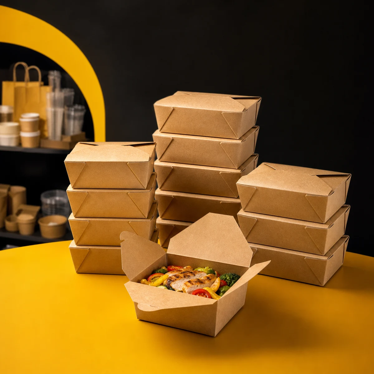 Caixas Kraft para Delivery — 50 Unidades